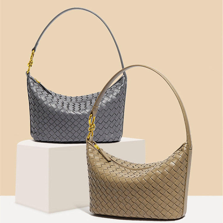 Borsa intrecciata a mano, alla moda, monospalla, a tracolla