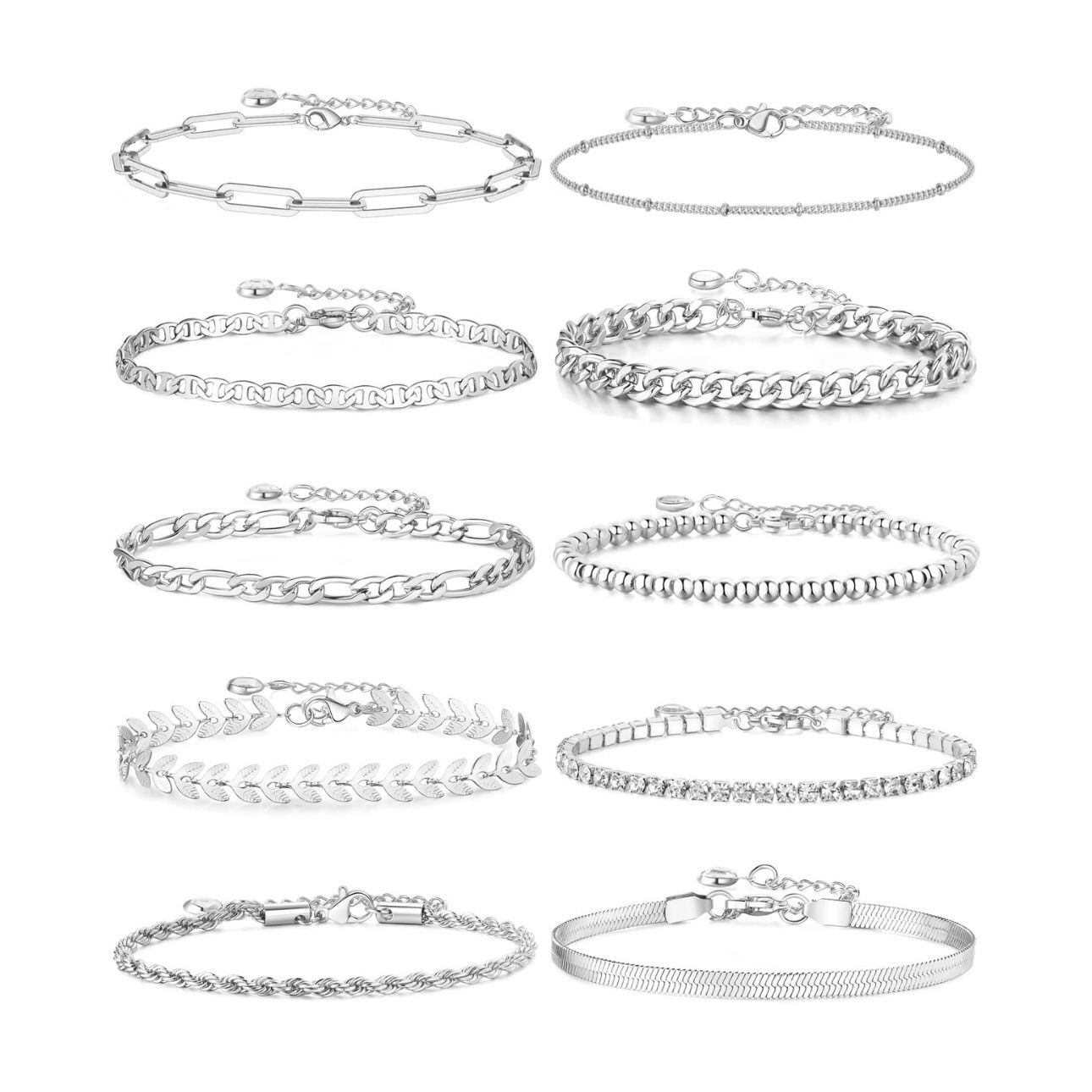 Set di catene cubane in stile europeo e americano, bracciale da donna in acciaio inossidabile con motivo a graffetta