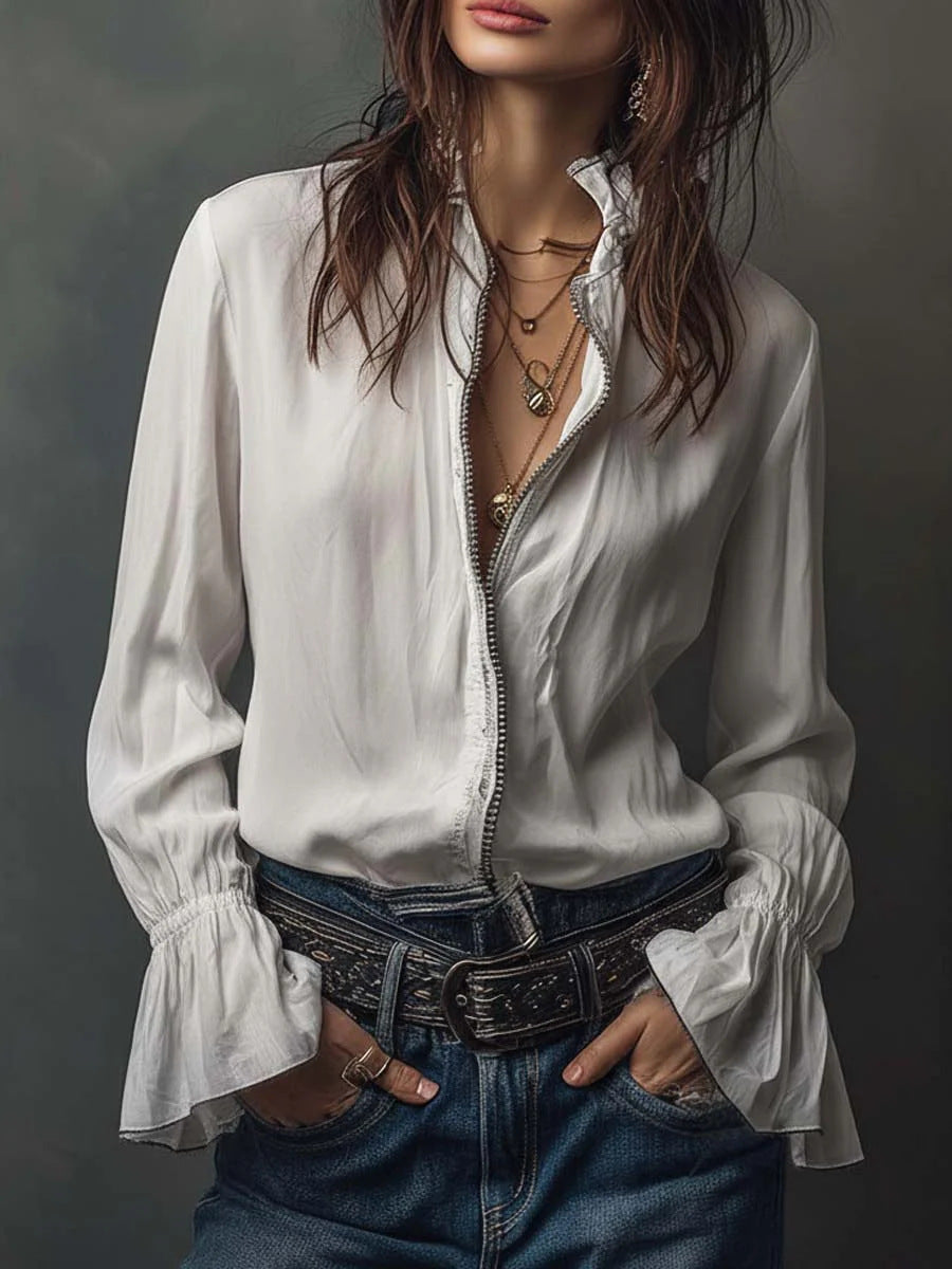 Camicia casual da resort in stile europeo e americano per donna