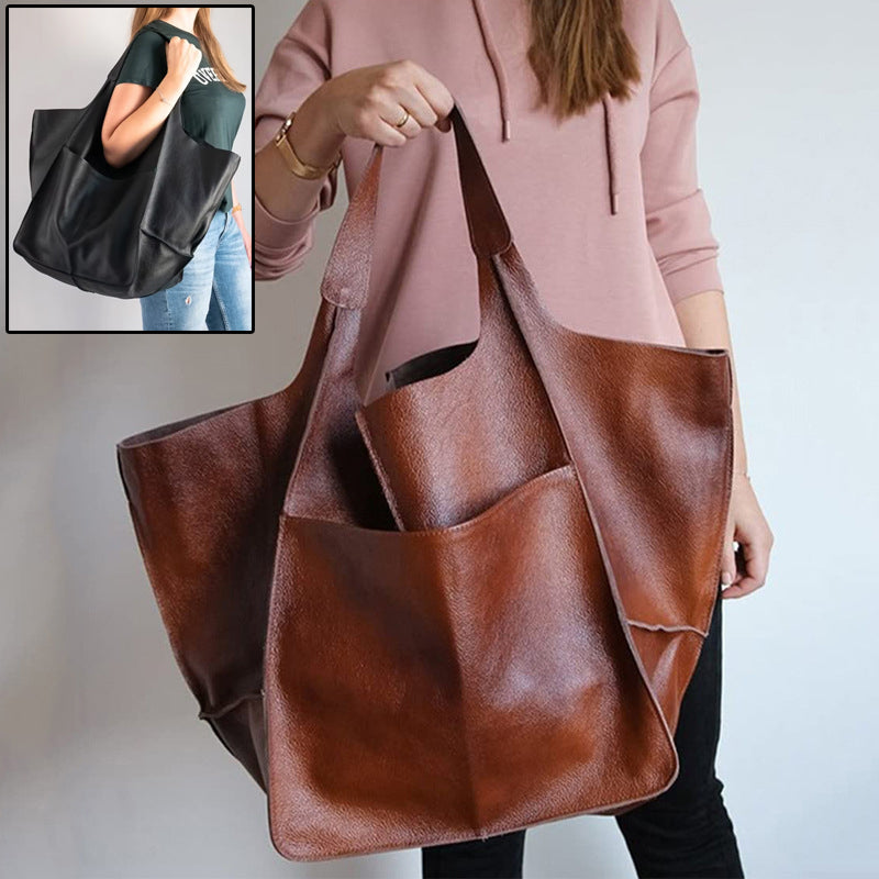 Borse vintage di grande capacità in morbida pelle PU, borsa grande di lusso firmata da donna, borsa a tracolla da spiaggia per le vacanze