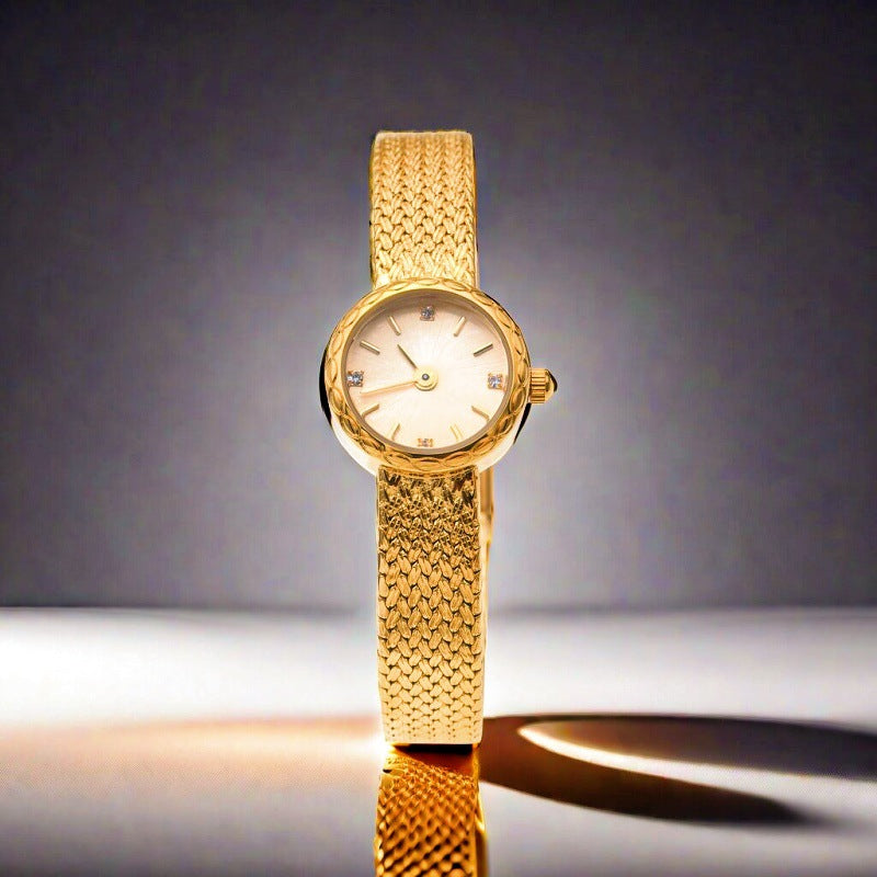 Mini orologio da donna in stile vintage con maglia in rame retrò