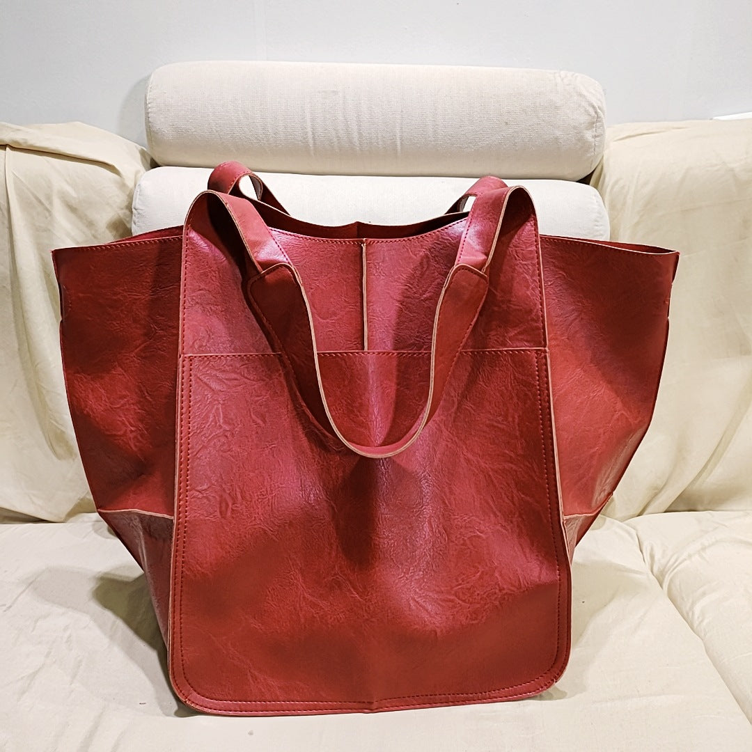 Borse vintage di grande capacità in morbida pelle PU, borsa grande di lusso firmata da donna, borsa a tracolla da spiaggia per le vacanze