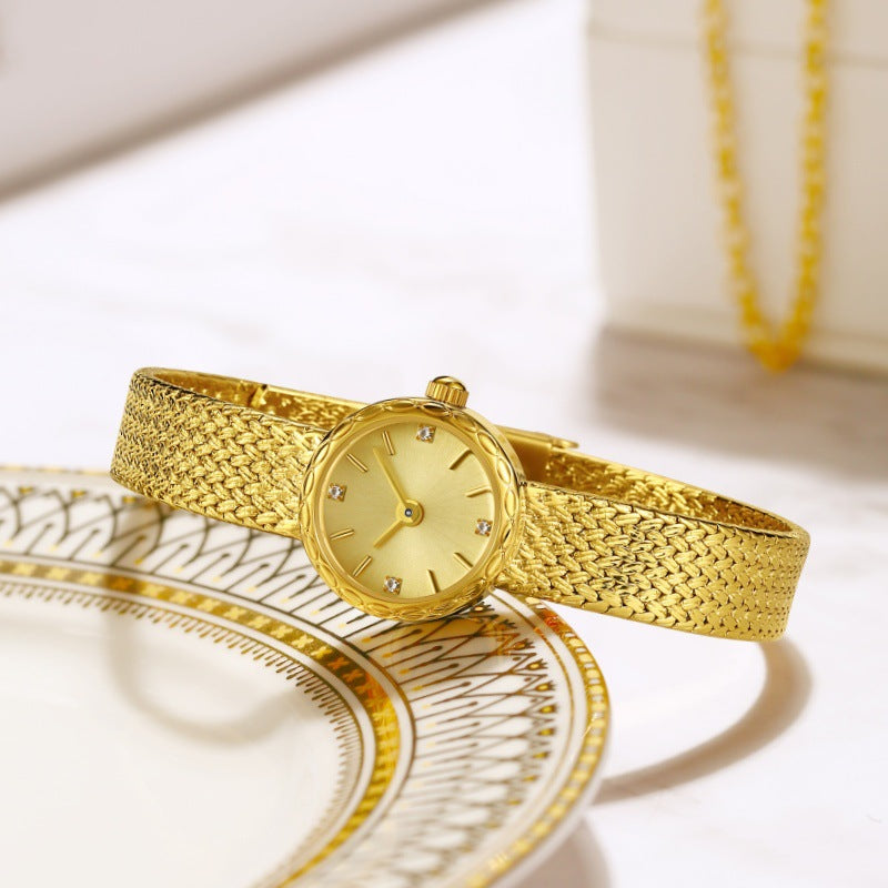 Mini orologio da donna in stile vintage con maglia in rame retrò