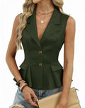 Gilet da completo da donna con scollo a V e bottoni a farfalla