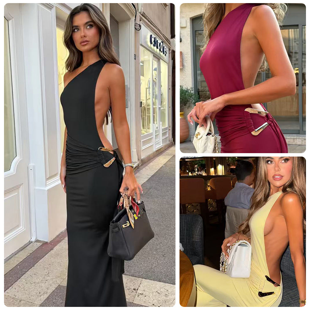 Abito da donna sexy monospalla senza schienale