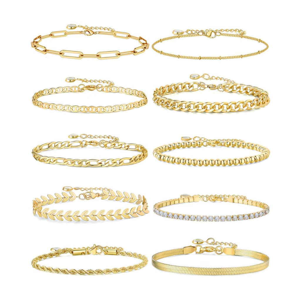 Set di catene cubane in stile europeo e americano, bracciale da donna in acciaio inossidabile con motivo a graffetta