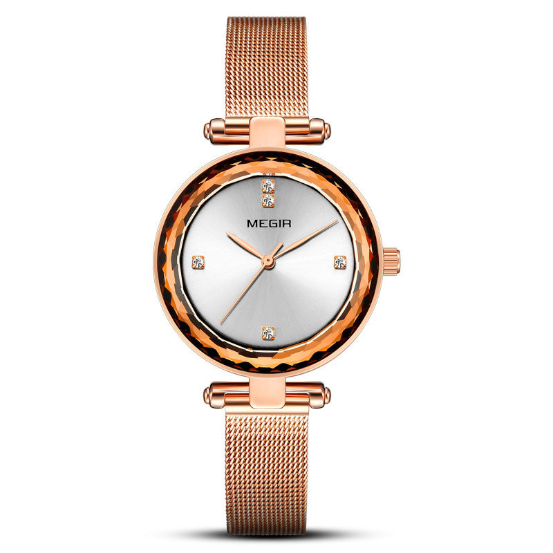 Elegante orologio da donna al quarzo con quadrante a specchio