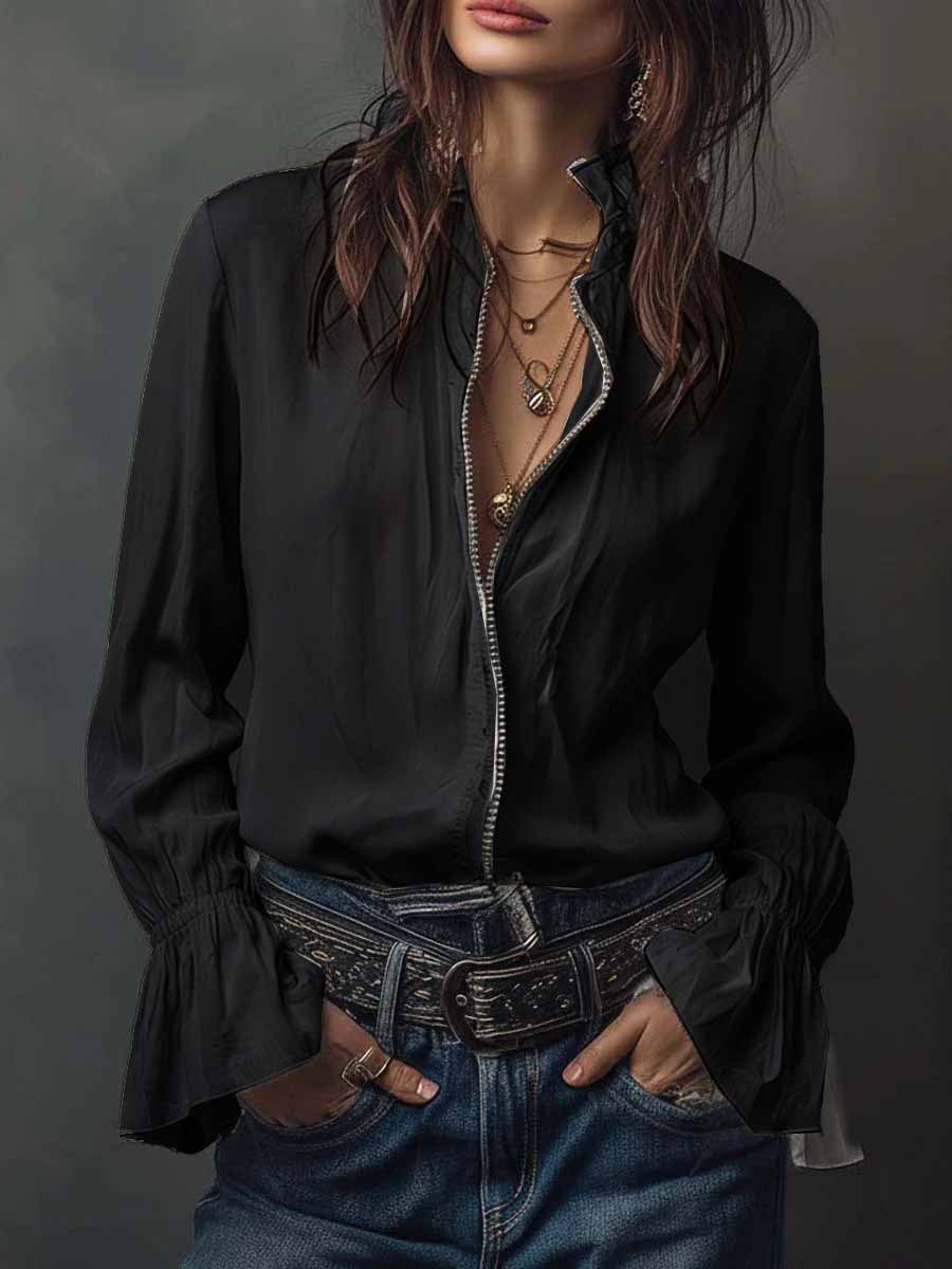 Camicia casual da resort in stile europeo e americano per donna