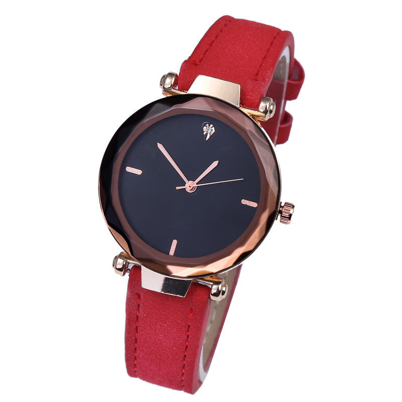 Elegante orologio da donna con cinturino in pelle satinata e diamanti taglio a goccia