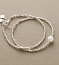 Bracelet minimaliste en argent cassé avec patchwork et perles