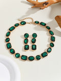 Set Collana e orecchini da donna in stile antico con splendide gemme colorate e cristalli lucenti