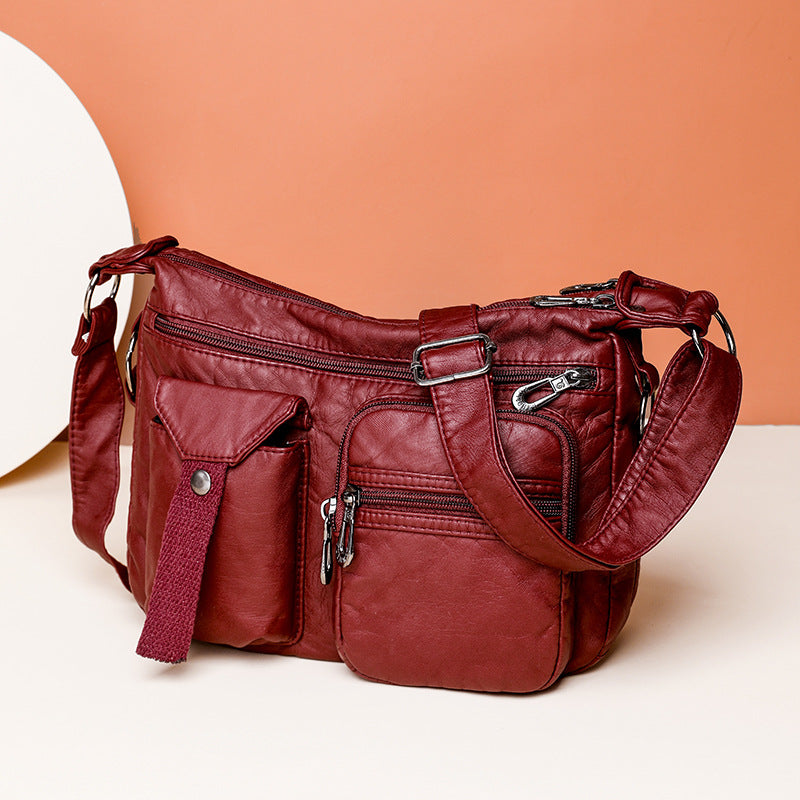 Borsa a tracolla da donna elegante, versatile e di grande capacità, in tessuto lavato