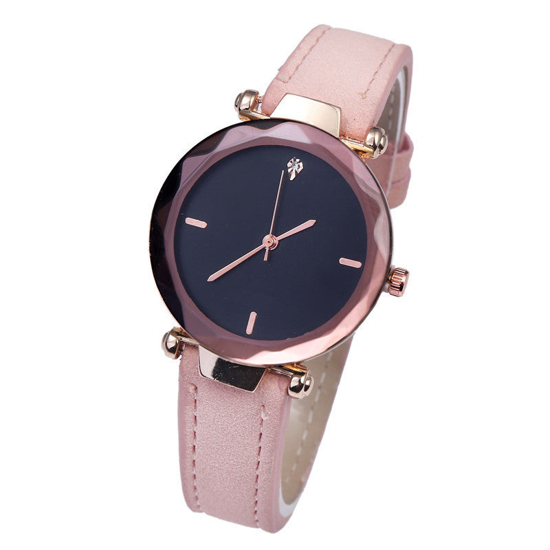 Elegante orologio da donna con cinturino in pelle satinata e diamanti taglio a goccia