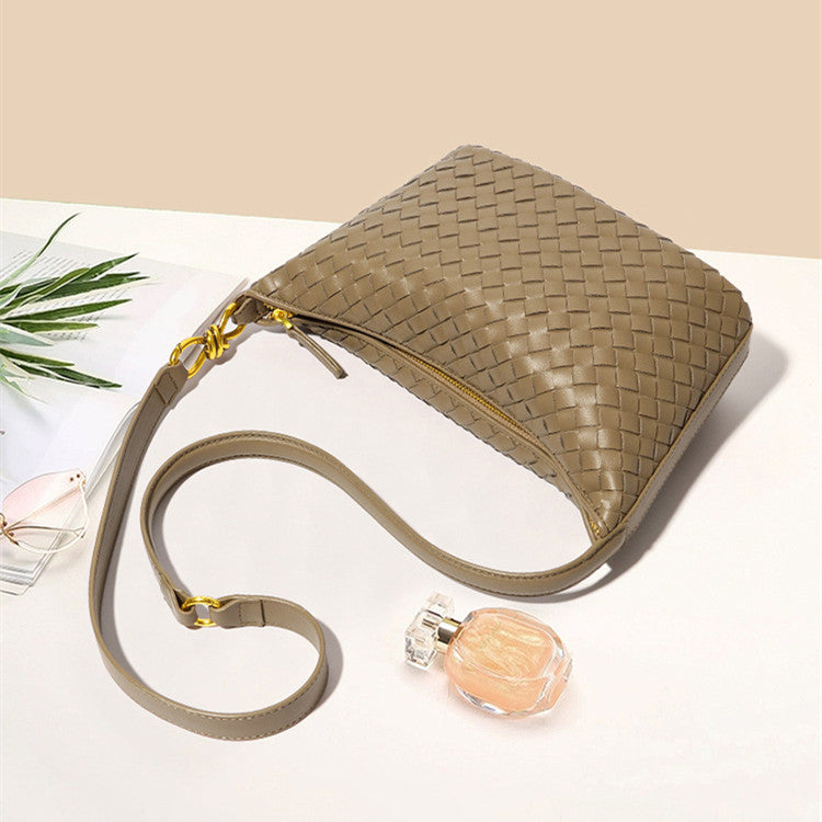 Borsa intrecciata a mano, alla moda, monospalla, a tracolla