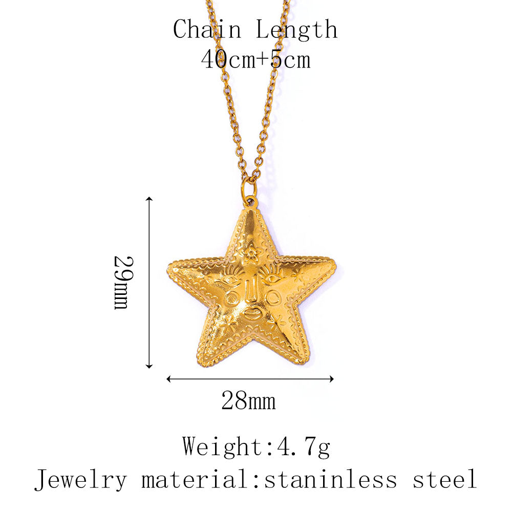 Collana con ciondolo a forma di stella marina in acciaio inossidabile, stile marino
