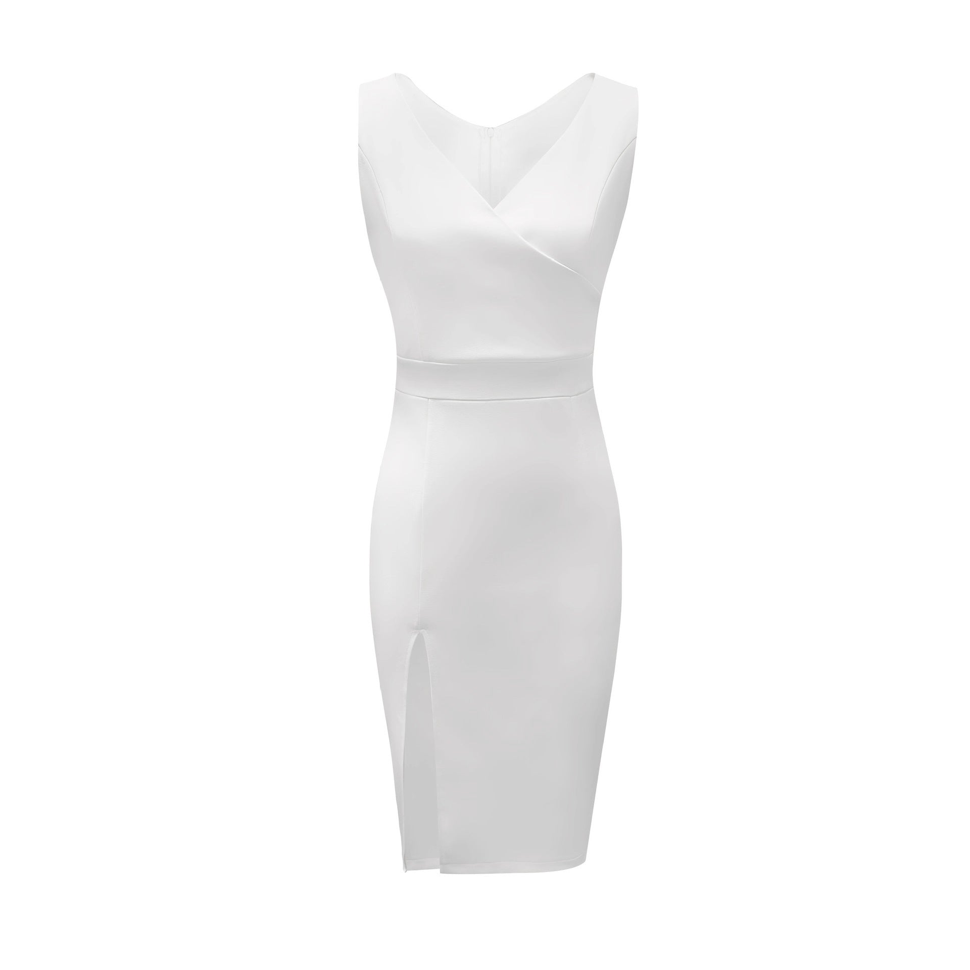 Abito da donna in maglia, minimalista ed elegante, con spacco