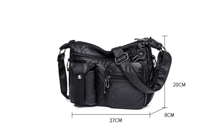 Borsa a tracolla da donna elegante, versatile e di grande capacità, in tessuto lavato