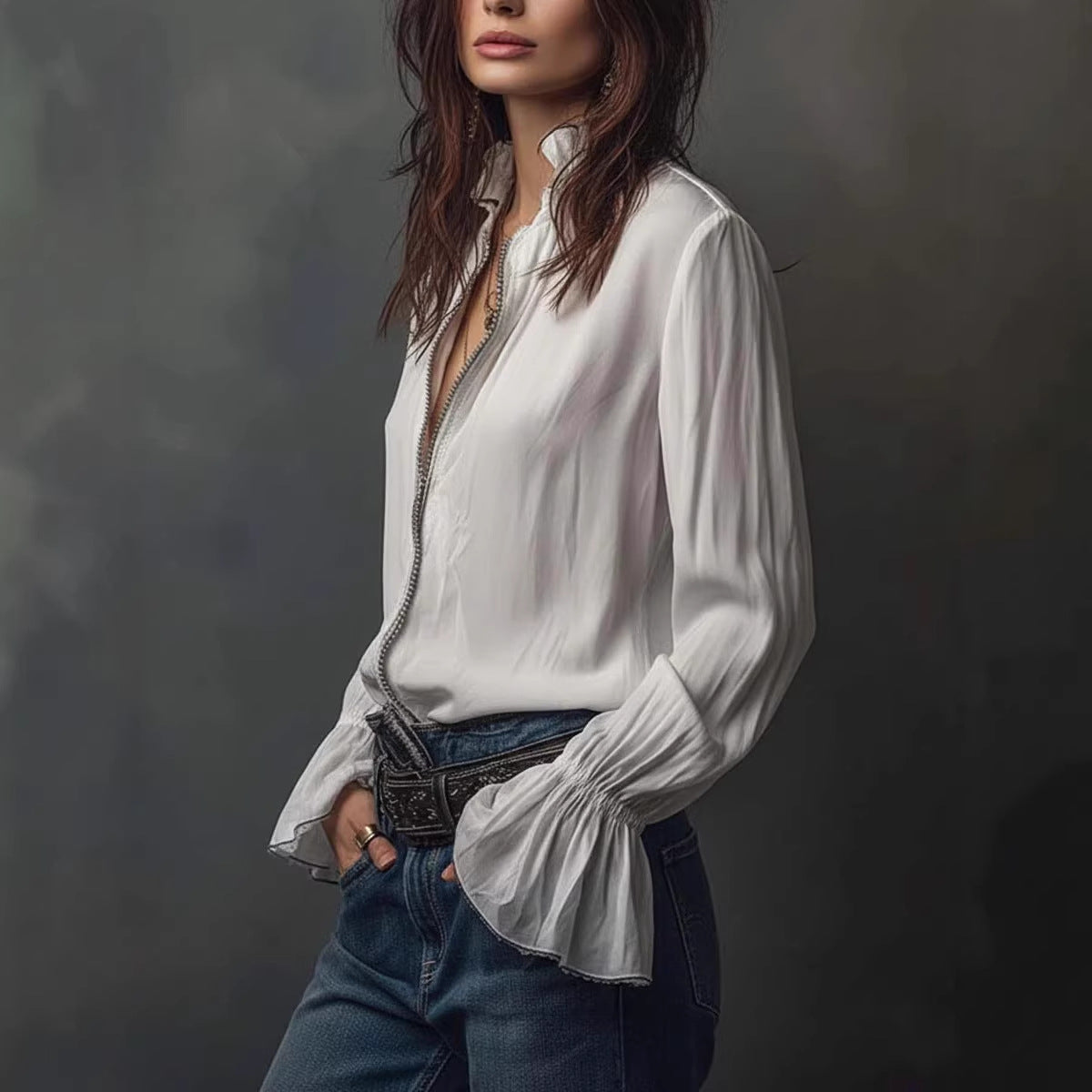 Camicia casual da resort in stile europeo e americano per donna