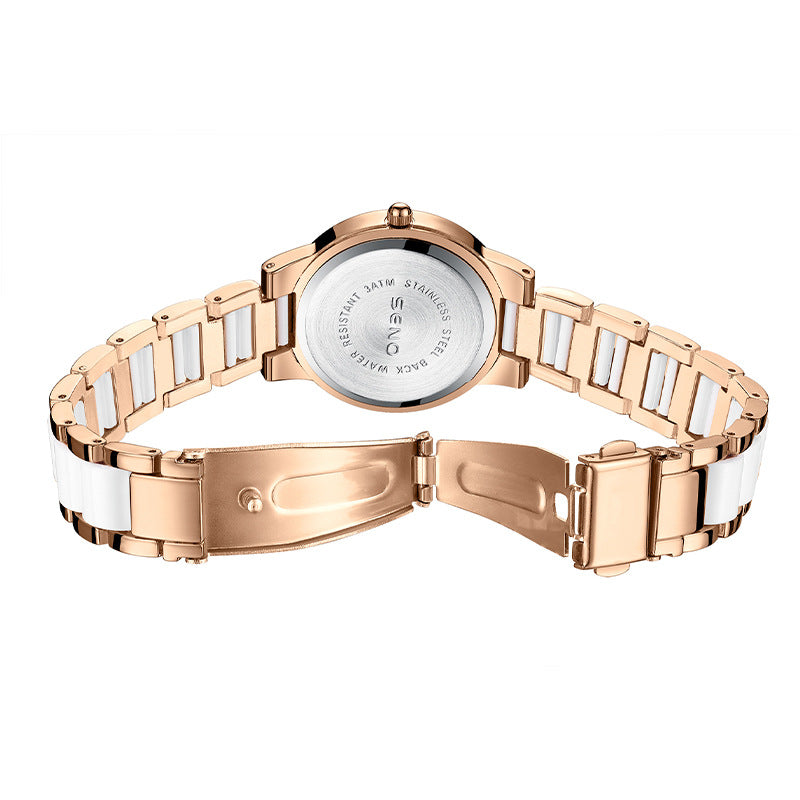 New elegant women's oval watch, studded with stones, waterproof, quartz, with luminescent dial