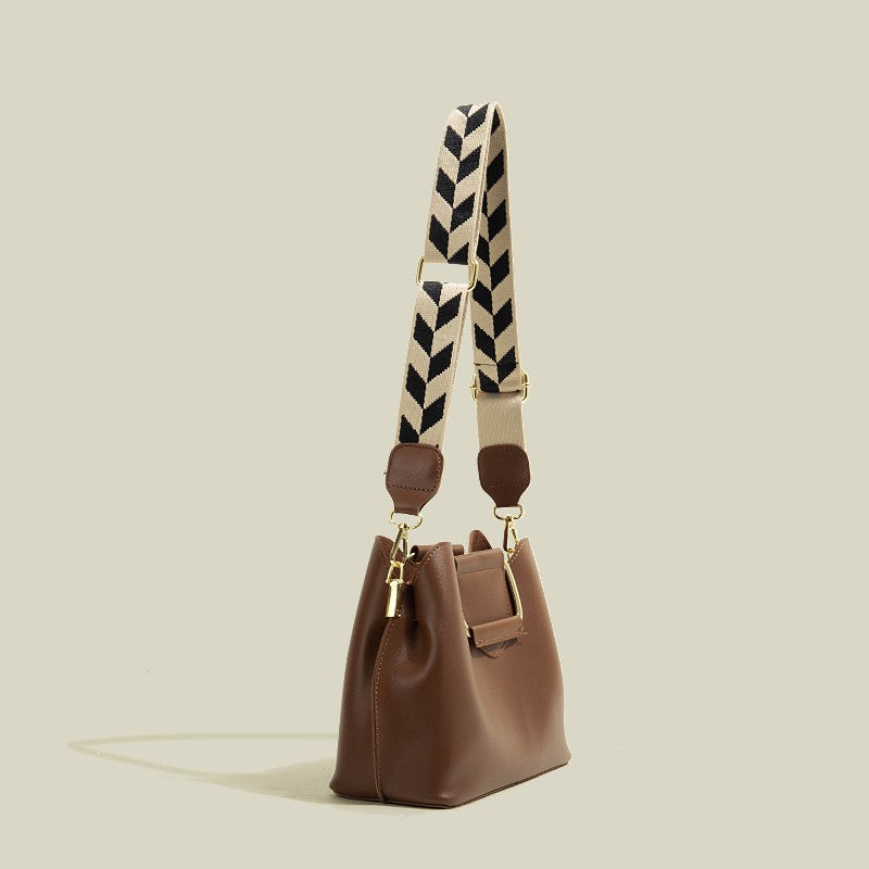 Borsa a secchiello portatile con ampia tracolla