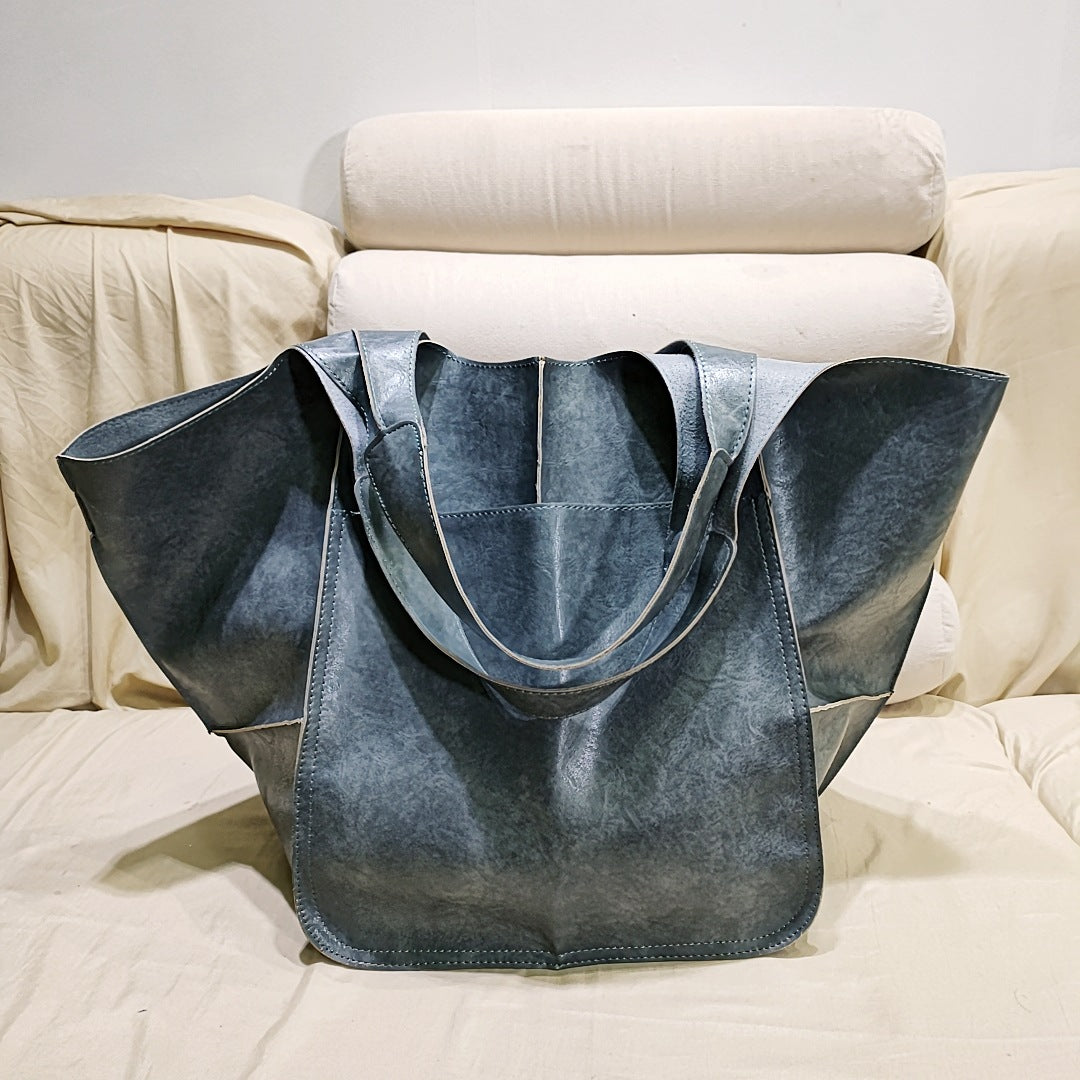 Borse vintage di grande capacità in morbida pelle PU, borsa grande di lusso firmata da donna, borsa a tracolla da spiaggia per le vacanze