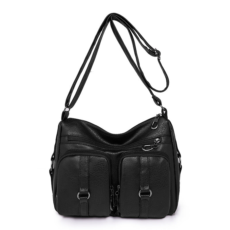 Borsa a tracolla da donna in PU a tinta unita
