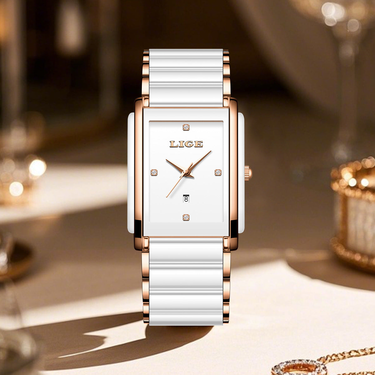 Orologio a quarzo alla moda in ceramica e acciaio inossidabile