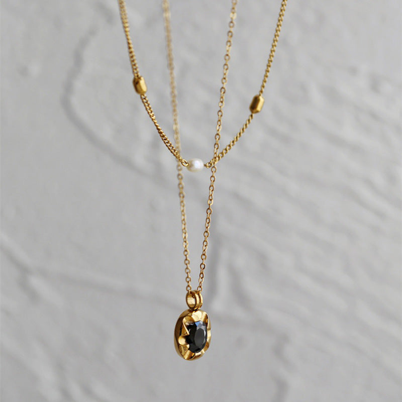 Collana girocollo di lusso Niche placcata oro 18 carati con perle e perline dallo stile cool