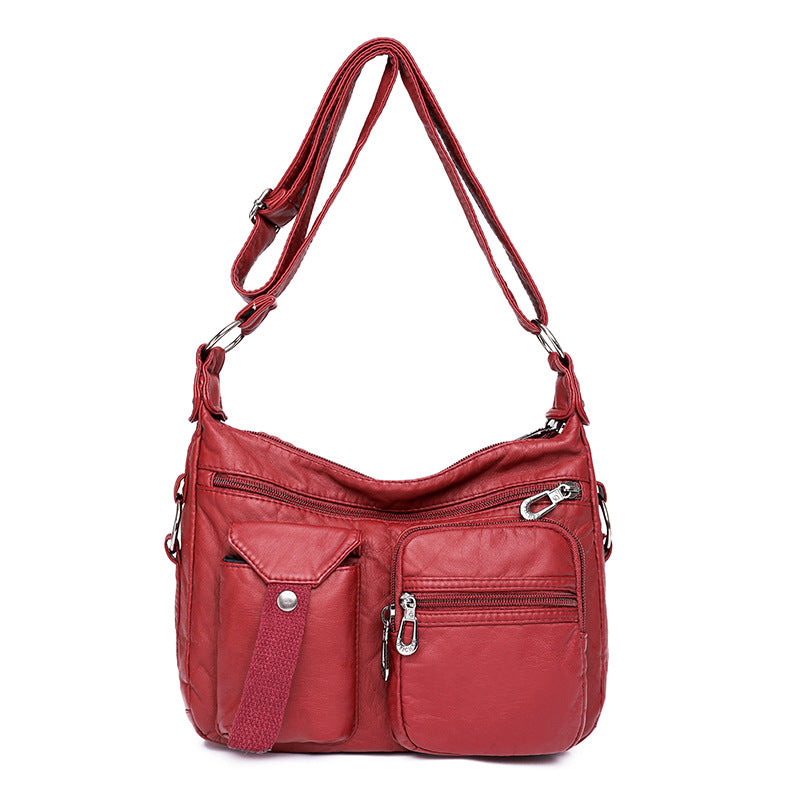 Borsa a tracolla da donna elegante, versatile e di grande capacità, in tessuto lavato