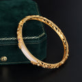 Bracciale cavo in giada Hetian placcato oro e filigrana, realizzato in argento S925, stile antico