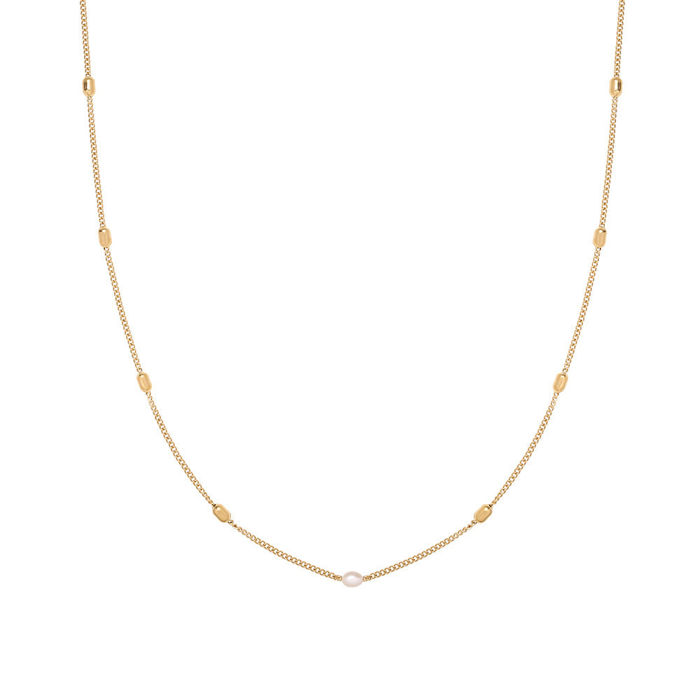 Collana girocollo di lusso Niche placcata oro 18 carati con perle e perline dallo stile cool