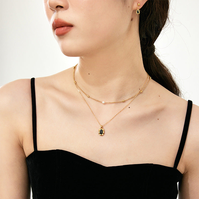 Collana girocollo di lusso Niche placcata oro 18 carati con perle e perline dallo stile cool