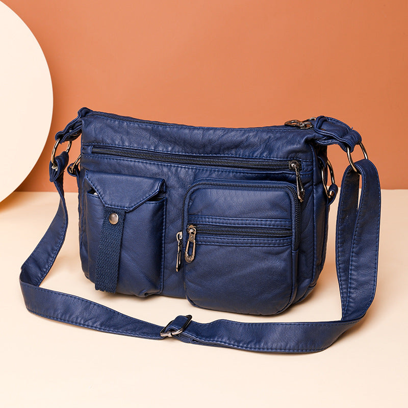 Borsa a tracolla da donna elegante, versatile e di grande capacità, in tessuto lavato