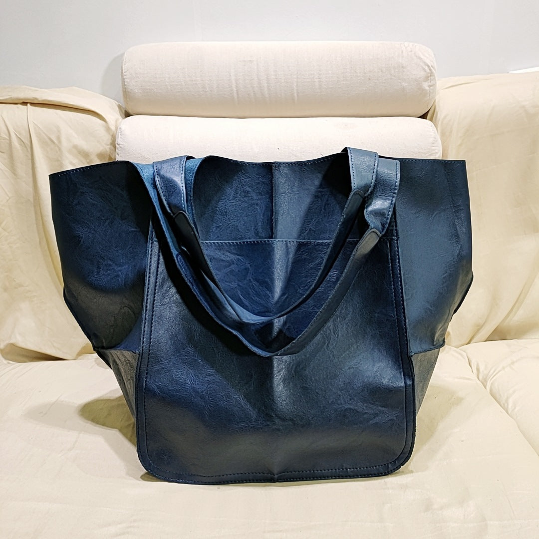 Borse vintage di grande capacità in morbida pelle PU, borsa grande di lusso firmata da donna, borsa a tracolla da spiaggia per le vacanze