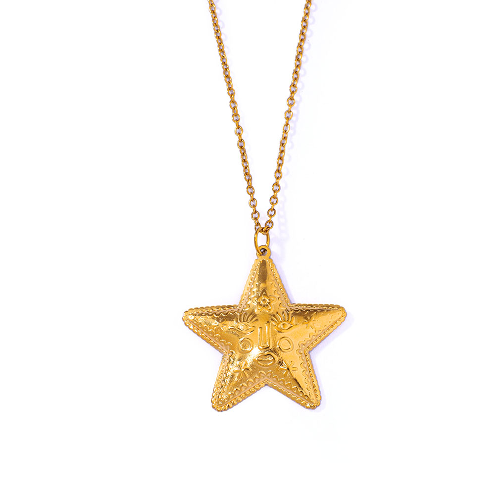 Collana con ciondolo a forma di stella marina in acciaio inossidabile, stile marino