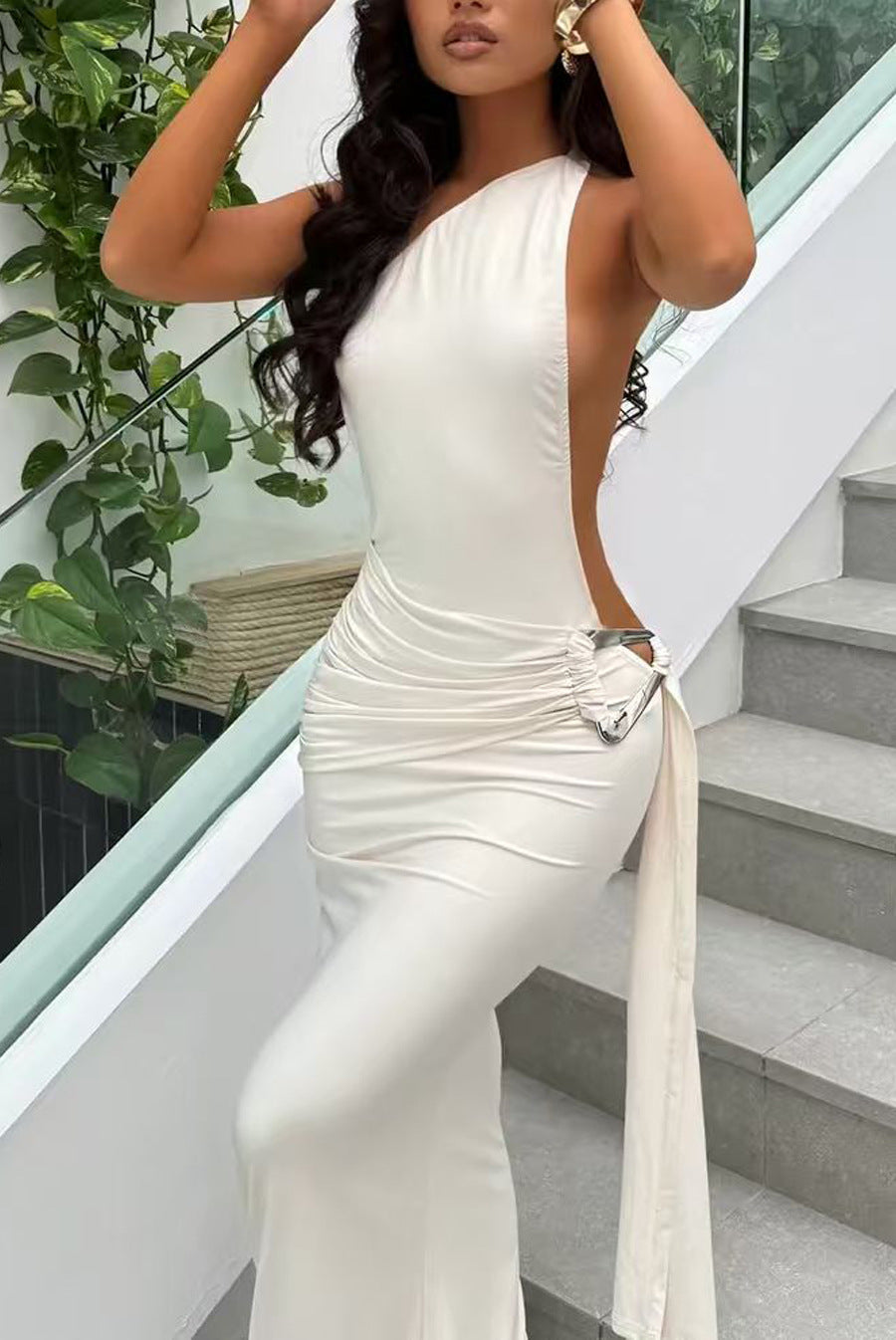 Abito da donna sexy monospalla senza schienale
